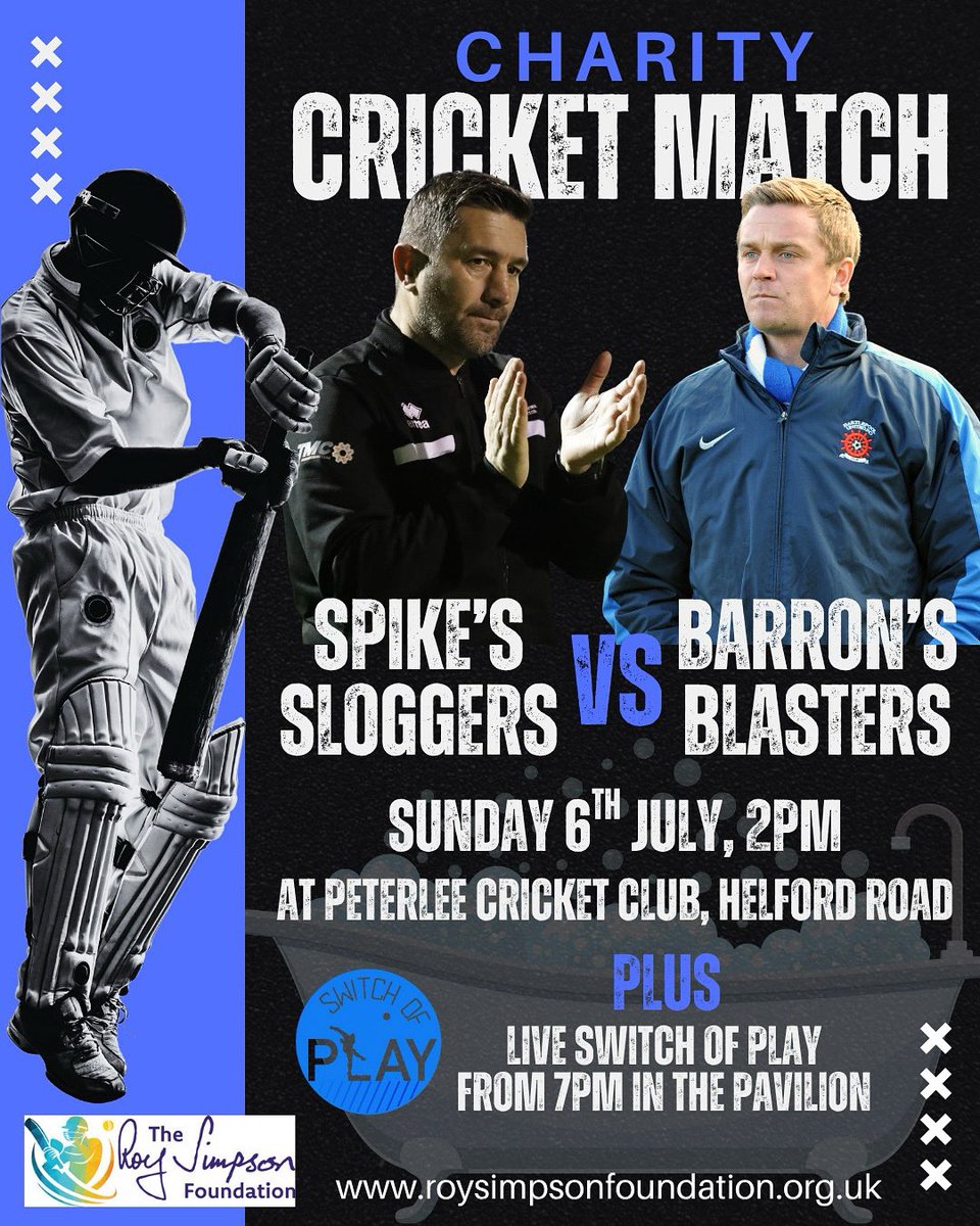 ⏳ Just over 24 hours to go until the two teams go head to head in the first Roy Simpson MBE Foundation Trophy! 

🤔 Are you backing Barron’s Blasters or Spike’s Sloggers to get their hands on the silverware? 

And are you coming along to watch?