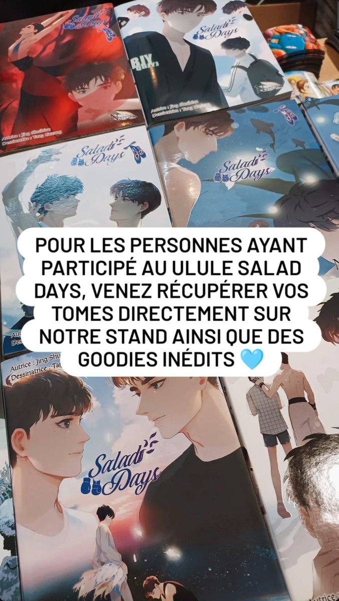 Vous êtes déjà nombreux à être venus retirer sur place. 
Petit rappel aux abonnés Todag et à ceux qui ont participé aux ULULE Salad Days, pensez à venir récupérer vos tomes ☺️