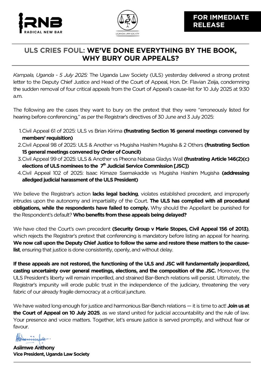 We shall appear at COA as scheduled on the 10th July 2025... Justice delayed is justice denied... Our appeals must be heard on the 10th
#RadicalNewBar
#Decolonisation