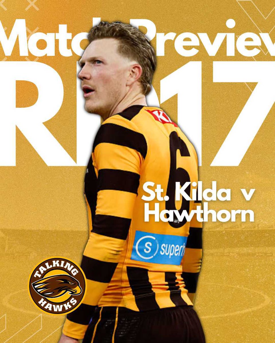 The Hawks are set to take on Sk Kilda Saints away at Marvel Stadium.

Check out the Talking Hawks Match Preview for Round 17: talkinghawks.com/.../match-prev…

#gohawthorn #hawks #Hawks #afl #hok #alwayshawthorn #aflfootball #hawthornalways #aflsaintshawks