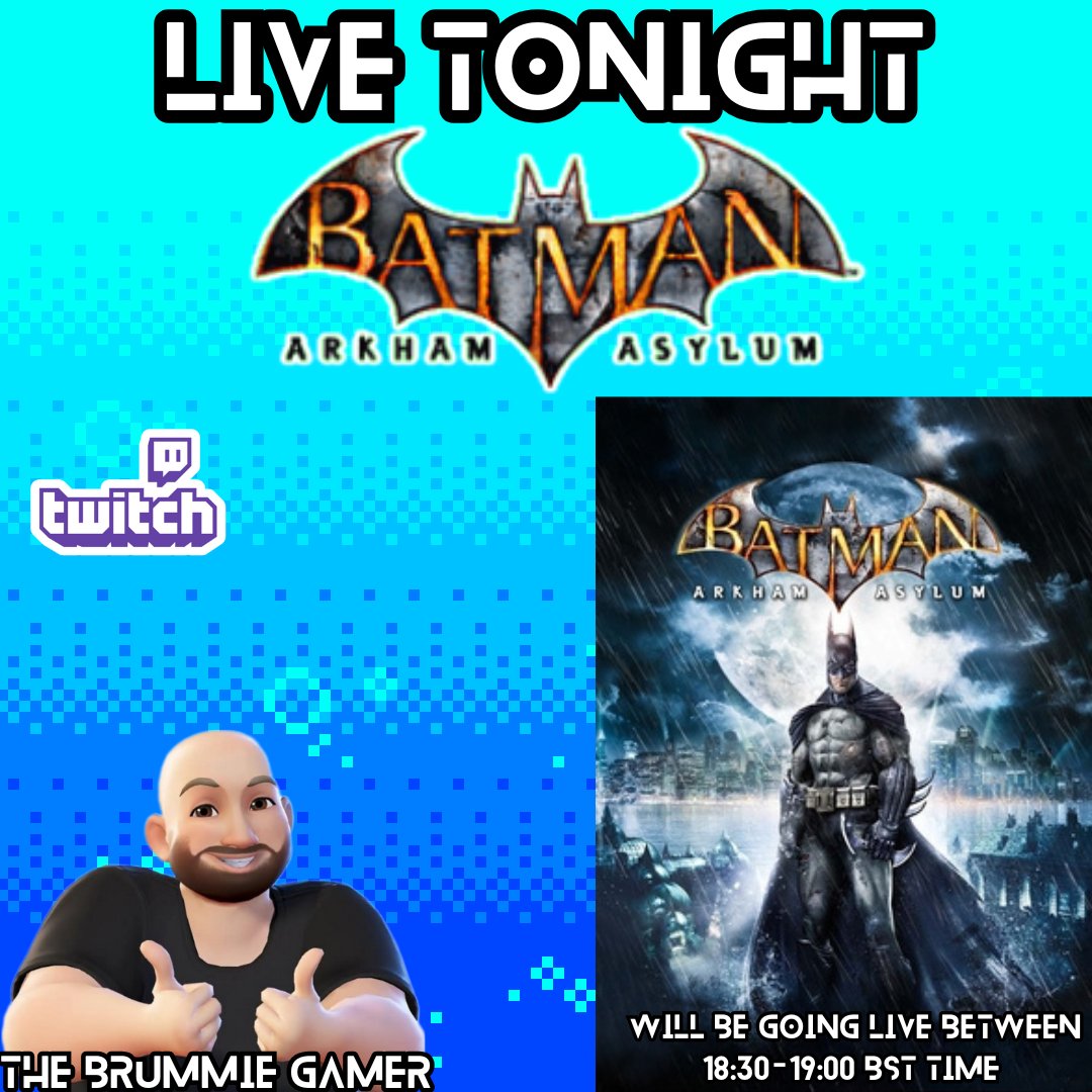 tbrummie_gamer's tweet photo. Love tonight starting Batman Arkham Asylum live on twitch between 18:30-19:00 BST Time
#batman #batmanarkhamasylum #batmanreturntoarkham #twitch #twitchgamingstream #twitchgamersofinstagram #TwitchGaming #twitchgamingchannel #twitchstreamers #twitchstreaming #gaming #gamer #ps5 https://t.co/daiM6uShjs