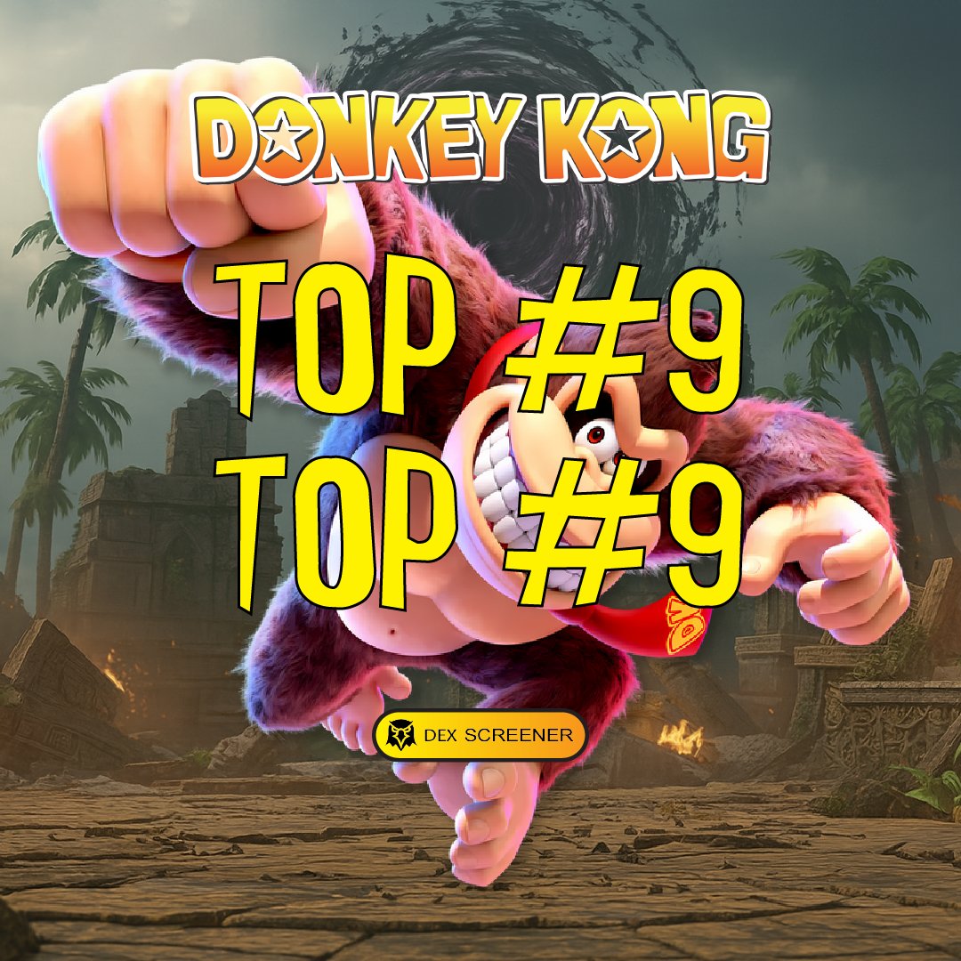Donkey_Kong_Sol's tweet photo. Major milestone unlocked: $DONKEY is now TOP #9 on Dexscreener! This is just the beginning—don’t miss the next big move!

https://t.co/abjGK9sw6M https://t.co/xUtK49N8TW