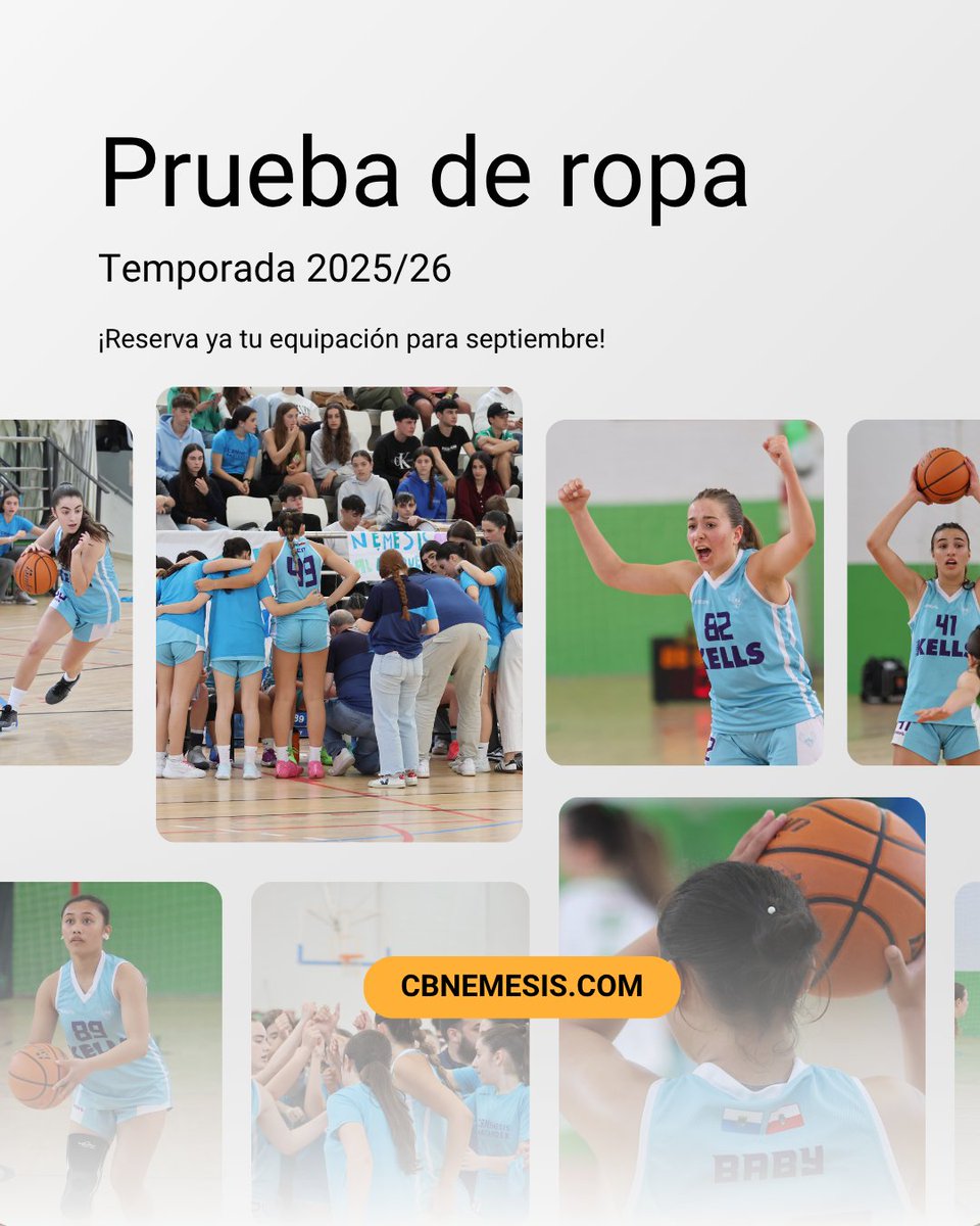 📣👕 ¡Prueba de ropa para la nueva Temporada 2025/26! 
📍 Pabellón Uco Lastra (Cueto)
🗓 8 y 9 de julio, 19:15h-21:15h

👉 Hasta final de julio puedes pedir ropa al mismo precio que la temporada pasada.
⚠ Pedidos antes del 15/7 ➡ entrega en septiembre.

cbnemesis.com
