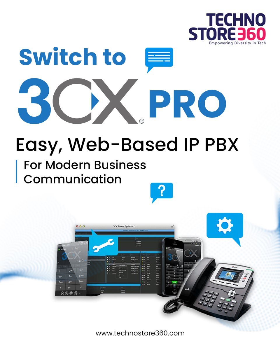 TechnoStore360's tweet photo. Switch to Smarter Communication!

With 3CX PRO, experience a powerful, web-based phone system built for modern businesses.

Get your solution from TechnoStore360!

#3CXPro #ModernBusiness #VoIP #IPPhoneSystem #TechUpgrade #technostore360 https://t.co/ysyuFtQf2b