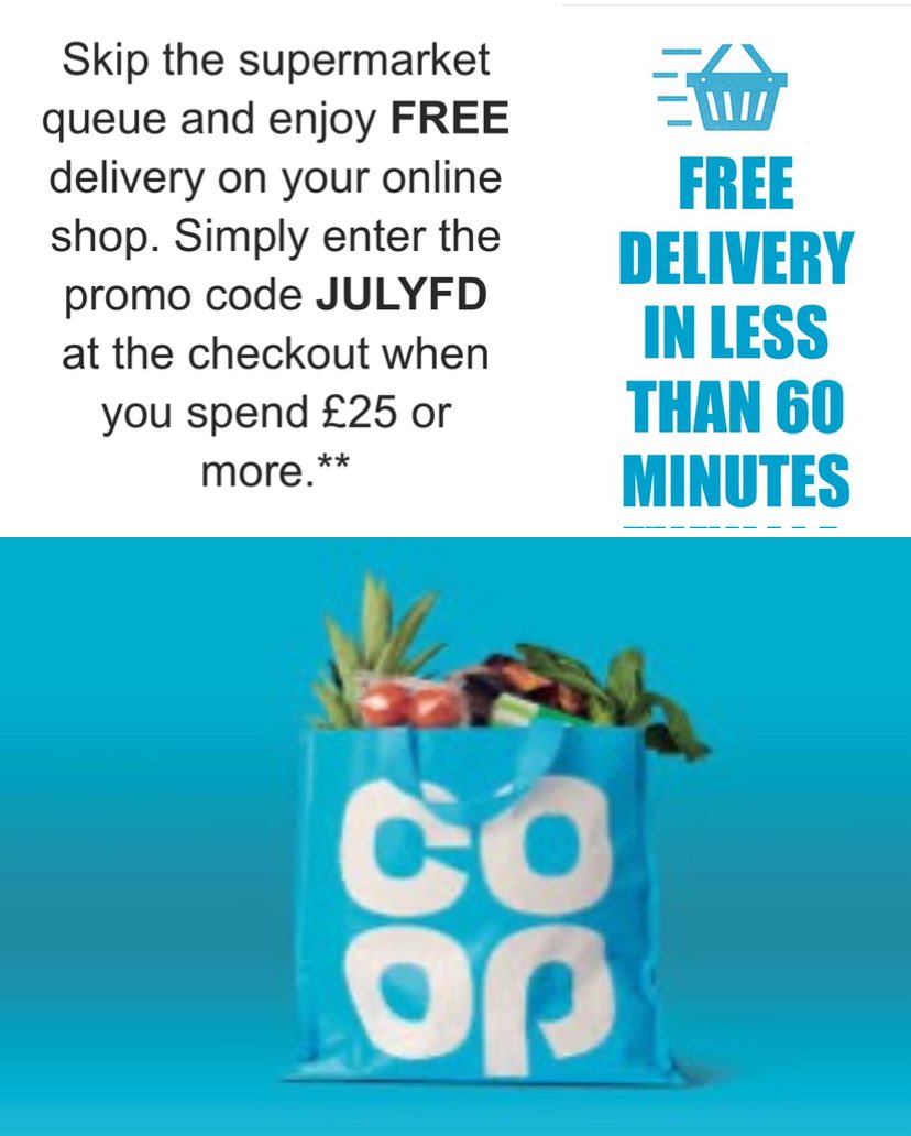 Make the most of this great offer from the Co Op.
Minimum spend is £25.
Code valid until 31st July.
👇🥩👇🥖👇
shop.coop.co.uk
<a href="/jeanie_hughes/">Jean McCormick</a> 
<a href="/coopuk/">Co-op</a>