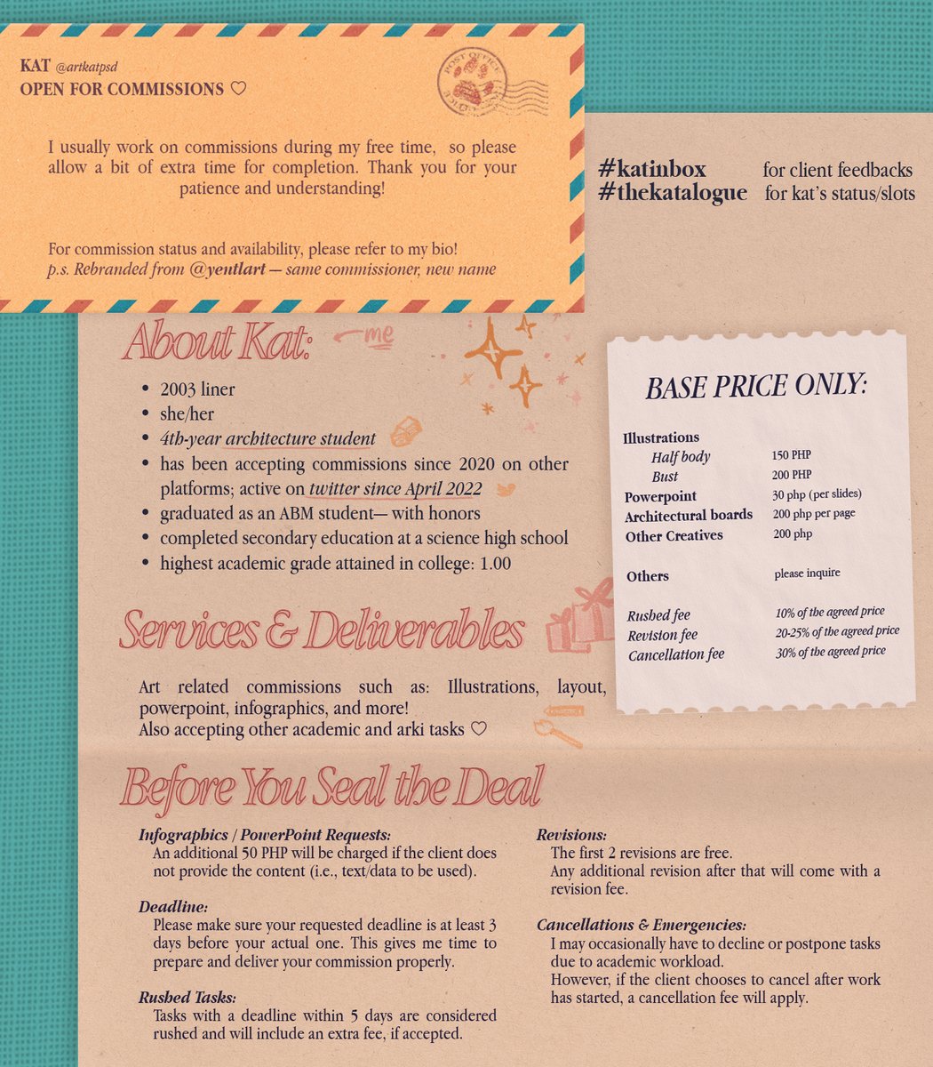 artkatpsd's tweet photo. Hello, I’m Kat and I’m open for commissions!
For commission status and availability, please refer to my bio!

p.s. rebranded from @yentlart — same commissioner, new name ♡

TAGS:
#katinbox for client feedbacks
#thekatalogue for kat’s status

ㅤ ㅤㅤㅤ  #commsopen #commstwt https://t.co/dbWSsvxX2f