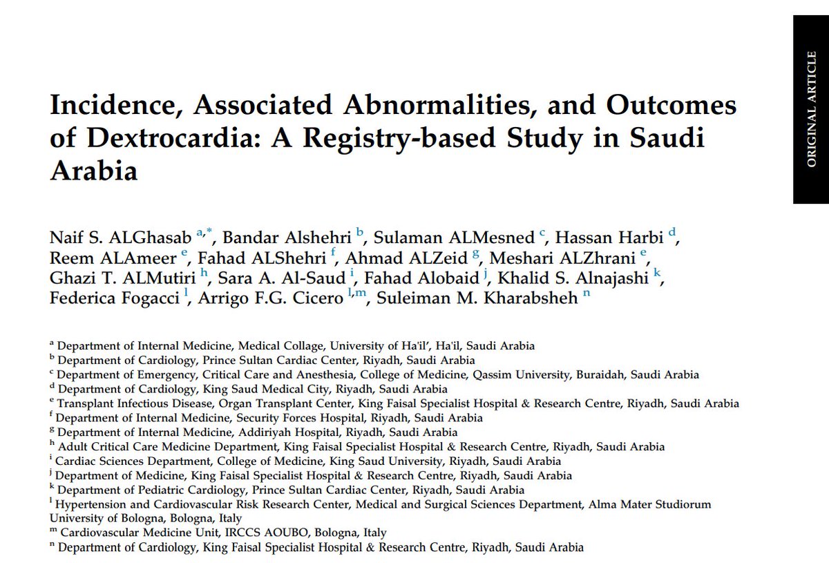 FedericaFogacci's tweet image. So happy to see @alghasab_na’s new study on dextrocardia published ✨
The largest cohort in the region — with valuable insights into survival and congenital anomalies. Grateful to see this kind of work come to light #CvPrev
📖 j-saudi-heart.com/jsha/vol37/iss…
@Unibo @afgcicero
