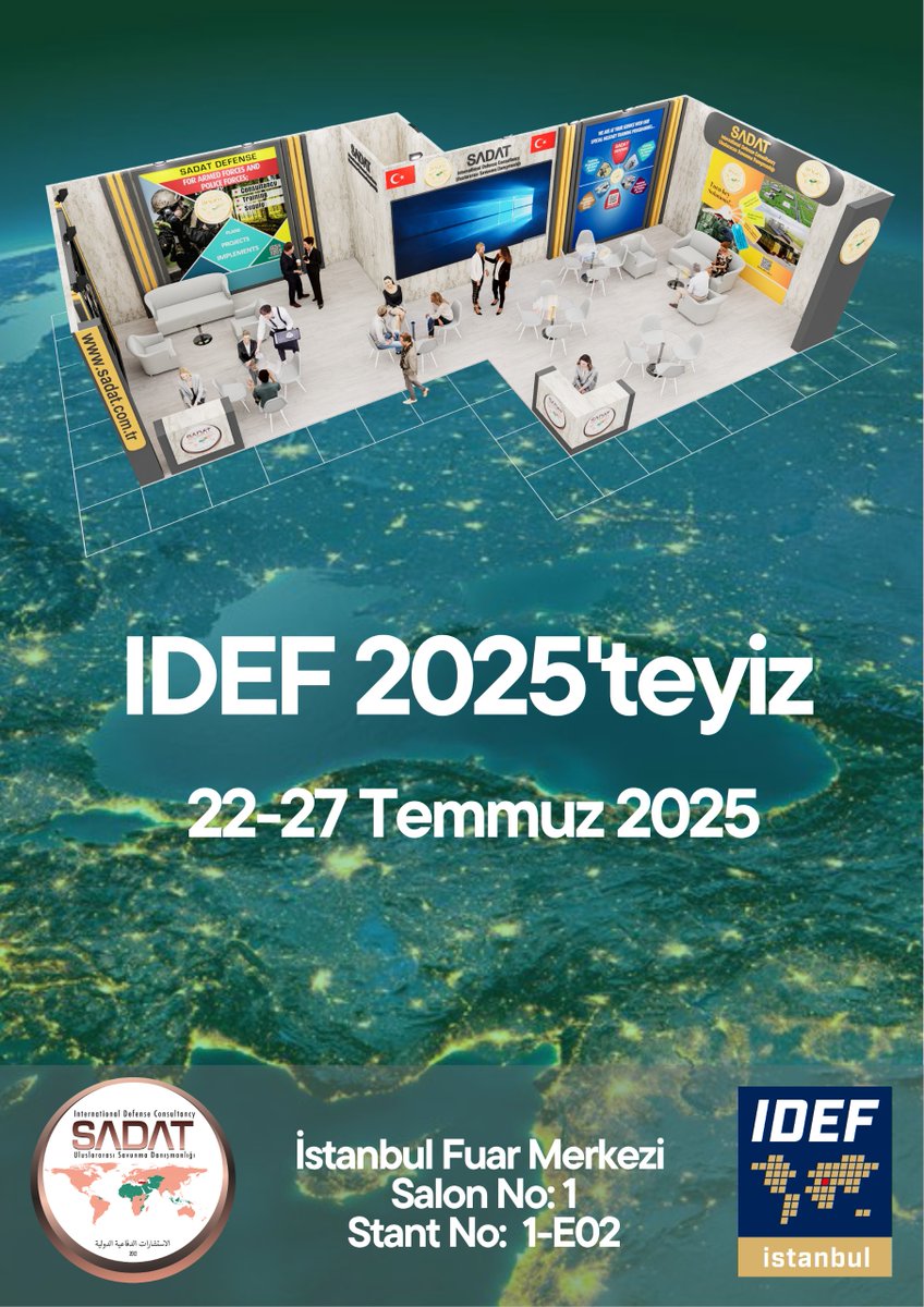 SADATdefense's tweet image. 🚀Ülke savunmasında küresel çözümler!
Yenilikçi özelliklerimizi, entegrasyonlarımızı ve stratejik çözümlerimizi paylaşmak için sabırsızlanıyoruz.
💡Bizi ziyaret edin, geleceği birlikte konuşalım!
📍IDEF25
🗓️22-27 Temmuz
📌1. Salon Stand No E2
🌐sadat-uluslararasi.idef.com.tr
