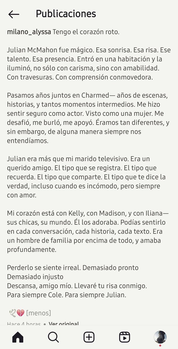 Belenesco's tweet photo. #alyssamilano sus palabras de despedida para #JulianMcMahon #Charmed #Embrujadas #Phole #ColeTurner https://t.co/hJSOz3hOgJ