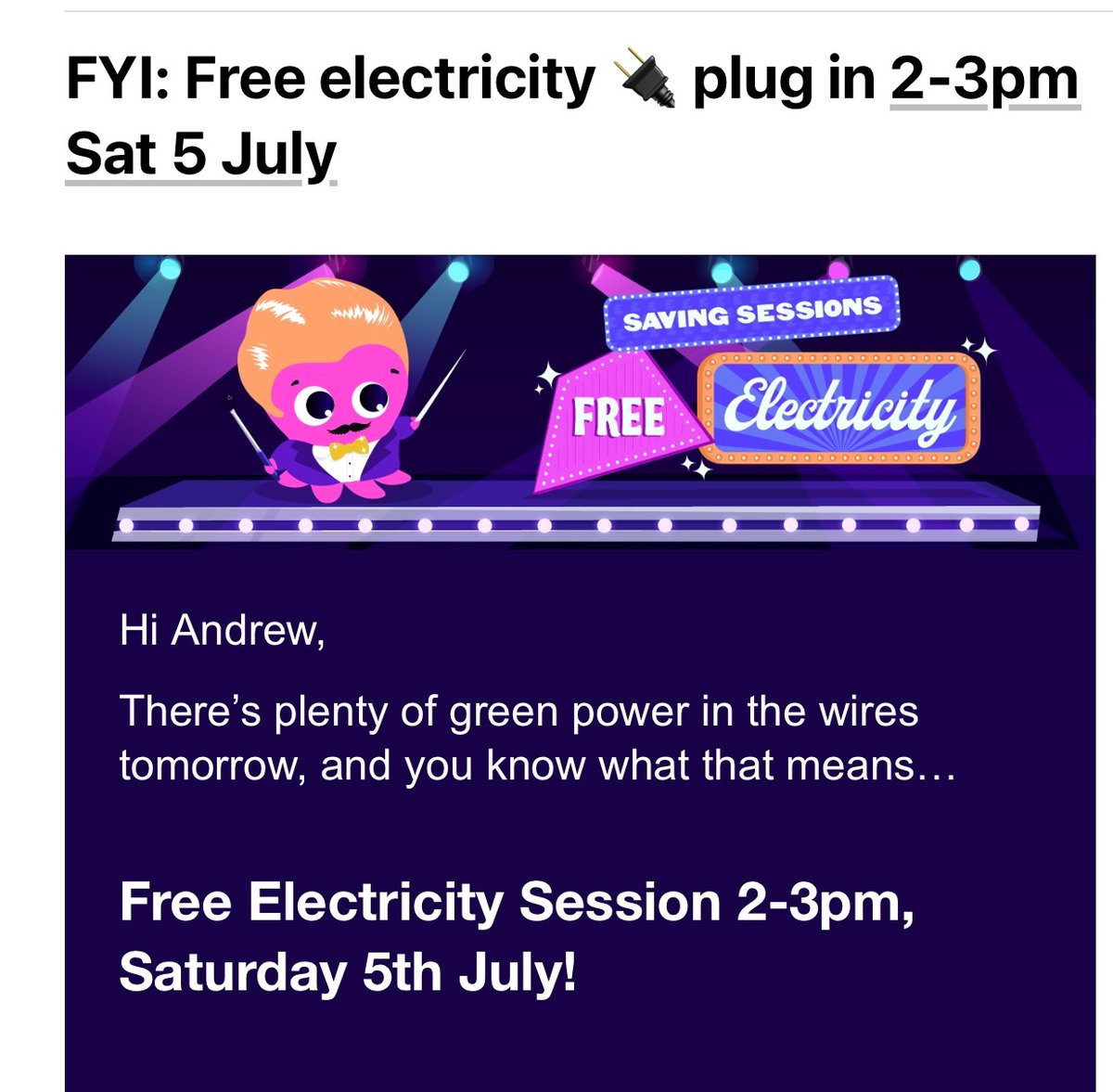 Can’t work out how to get the free hour of charging today between 2pm-3pm without my batteries filling up and house running off the grid too. Ideas? <a href="/OctopusEnergy/">Octopus Energy</a> <a href="/techpoodle/">Rachael 🏳️‍🌈</a> <a href="/sarah_go_green/">Sarah Go Green💚</a>