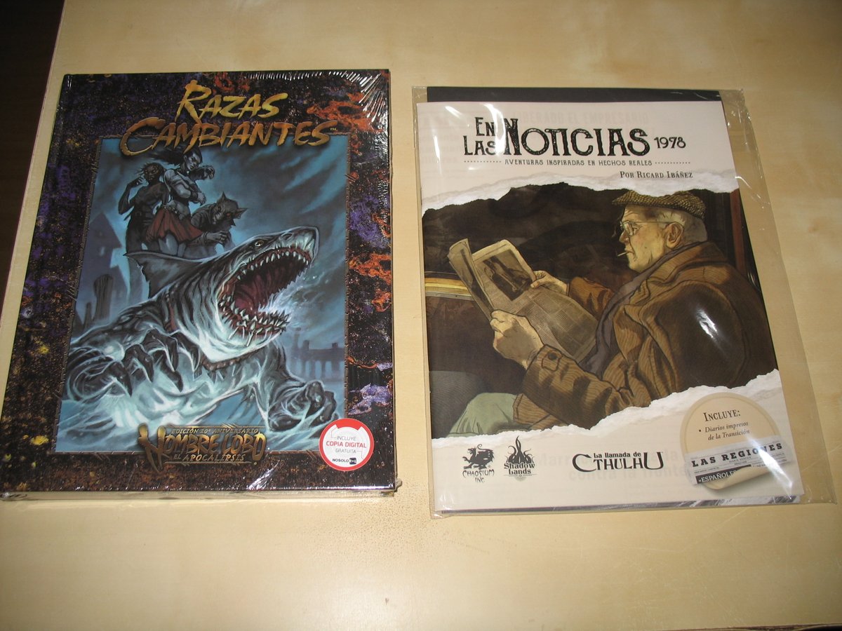 Novedades en juegos de ROL. Razas Cambiantes para Hombre Lobo El Apocalipsis 20 Aniversario y En la Noticias 1978 (Ricard Ibáñez) para La llamada de Chtulhu.