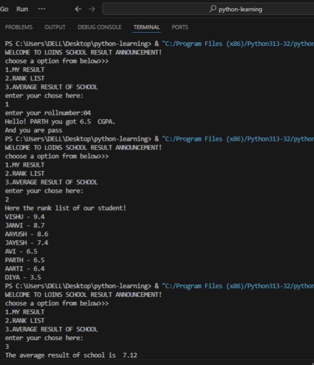 GaganCommits's tweet photo. Day 5 of Python
Built a mini student result system today 📊
Used Python for loops, sorting, and averages with a list of lists to show:
✔️ Individual results
🥇 Rank list
📈 Average CGPA

#PyByGagan #PythonLearning #100DaysOfCode #CodingJourney #StudentProject https://t.co/QyU386OToE
