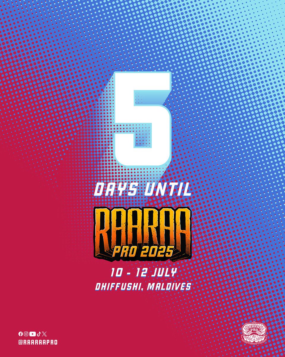raaraapro's tweet photo. 🪁 5 DAYS TO GO

The ocean’s edge is calling.

From across the islands, riders prepare.

Adrenaline, wind, and waves await — Raaraa Pro 2025 is almost here. 🌀🌊

#RaaraaPro #5DaysToGo #RoadToRaaraaPro #MaldivesKiteboarding #IconicEvents #Kiteboarding #Dhiffushi https://t.co/bmMU6AeMEs