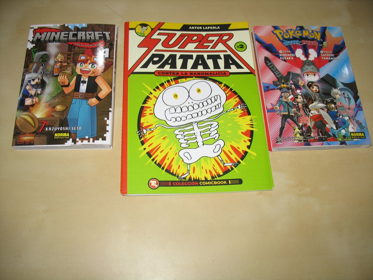 Novedades de cómics para la gente más pequeña de casa. Super Patata contra la Nanomalicia, Minecraft Viaje al fin del mundo y Pokémon Espada y Escudo.