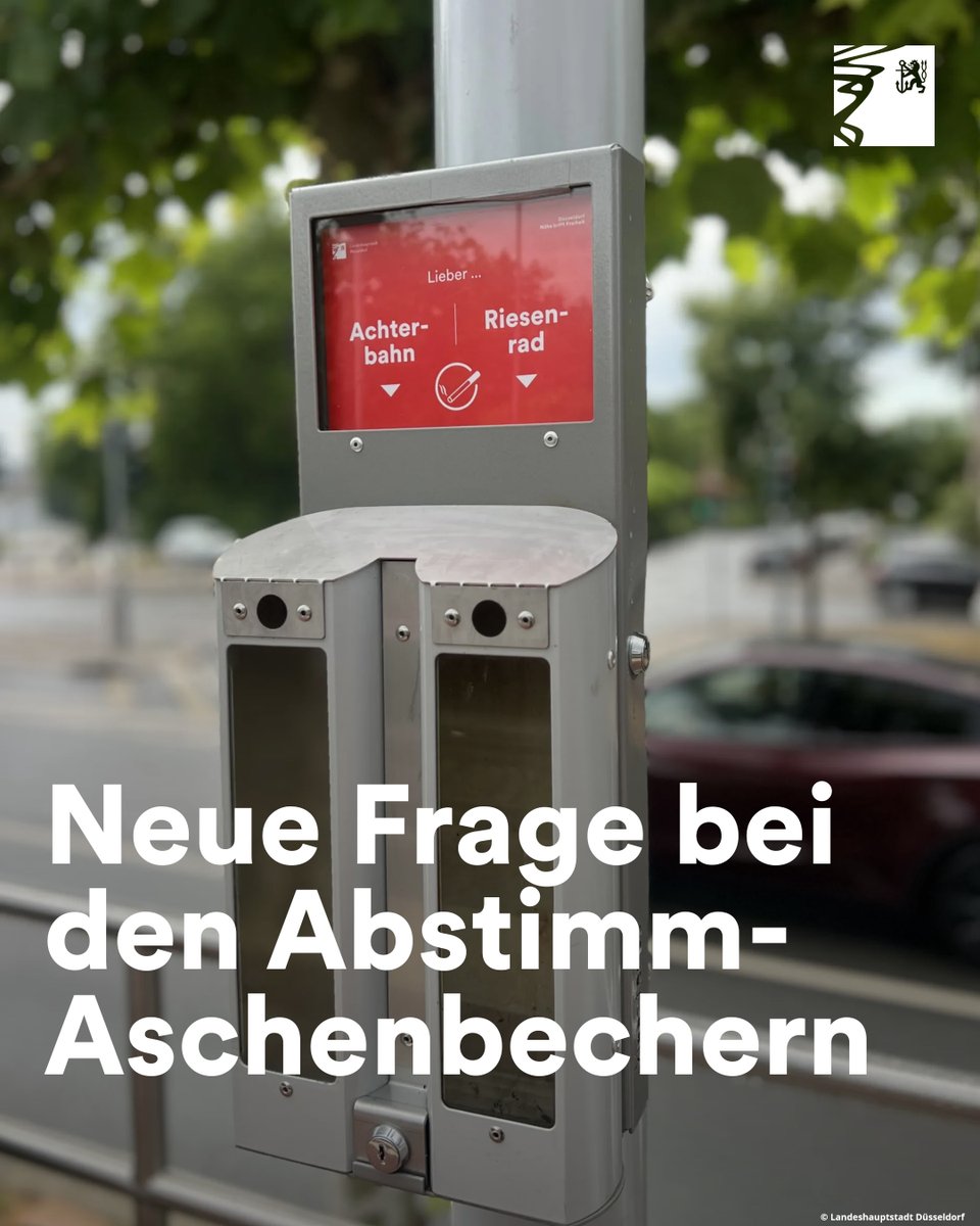 Bald startet die Rheinkirmes (am 11. Juli) und passend dazu gibt es jetzt eine neue Frage bei den Abstimm-Aschenbechern. 🚬

Die Abstimm-#Aschenbecher sollen auf spielerische Weise einen Anreiz zur richtigen Entsorgung der #Kippen bieten. 

➡️ ow.ly/AqrE50WkUR7