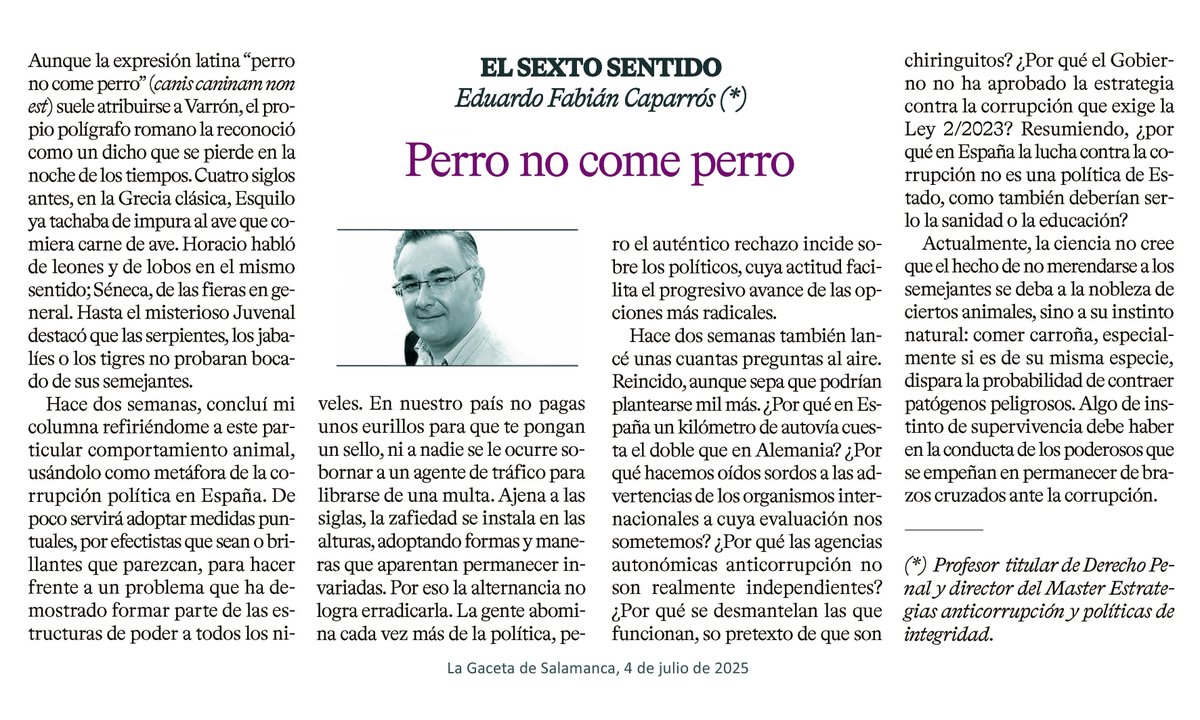 Eduardo Fabián C. (@caporrismo) on Twitter photo Los partidos incumplen su función constitucional porque los políticos que los sostienen los usan como ariete de sus tropelías o aceptan que sus colegas lo hagan. Ni ellos tienen vergüenza, ni la ciudadanía memoria. Ayer en <a href="/LaGacetaSA/">La Gaceta de Salamanca</a>. lagacetadesalamanca.es/opinion/firmas… Los partidos incumplen su función constitucional porque los políticos que los sostienen los usan como ariete de sus tropelías o aceptan que sus colegas lo hagan. Ni ellos tienen vergüenza, ni la ciudadanía memoria. Ayer en <a href="/LaGacetaSA/">La Gaceta de Salamanca</a>. lagacetadesalamanca.es/opinion/firmas…