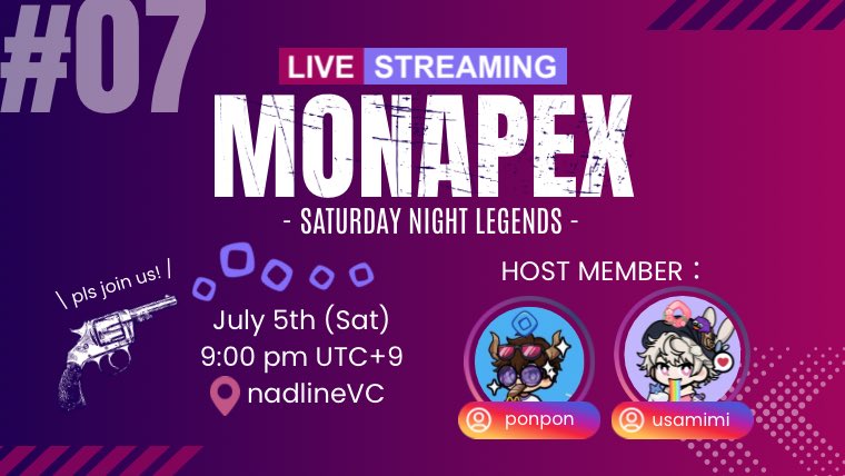 Apex Legends LiveStreaming Event in Monad🔥

📆July 5th (Sat) 9:00 pm UTC+9 
🎮nadline in <a href="/monad_xyz/">Monad ⨀</a> Discord 
🎙️host <a href="/0xponpon/">ponpon</a> <a href="/nadxmimi/">usamimi🌸</a>

We will aim to be the champion !!!