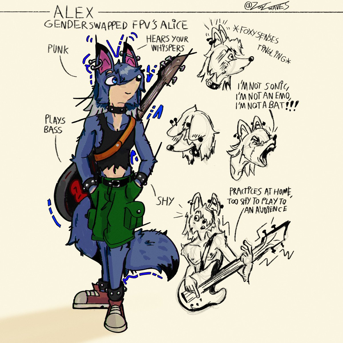 ZooZwaves's tweet photo. What if @F0XnR0LL OC, Alice, was an Alex instead? :D
This is the last genderbent fanart I've made but who knows, maybe I'll draw more in the future?
#fanart #fpv #fpvoc #fox #furryart #ocart #charcaterdesign #genderbent #punk #cute #shy #blue #furry https://t.co/BFRi6YmvMm