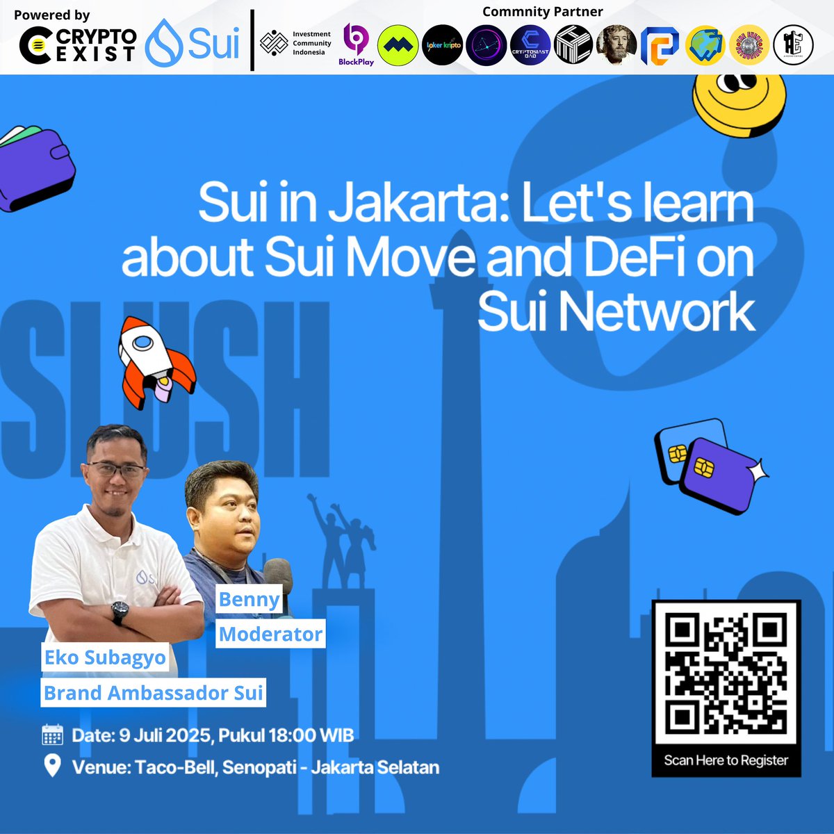 Crypto Exist (@cryptoexist) on Twitter photo Sui Community in Jakarta
<a href="/SuiNetwork_id/">Sui Indonesia 🇮🇩</a> undang kalian semua nih!
Bagi yang ingin belajar tentang Move dan Defi di Ekosistem Sui, serta belajar membuat strategi Defi bersama Sui.
🗓️ Date: 9 Juli 2025,
🕓 Time: 18:00 - Selesai
📍Lokasi: Taco Bell, Senopati - Jakarta Selatan Sui Community in Jakarta
<a href="/SuiNetwork_id/">Sui Indonesia 🇮🇩</a> undang kalian semua nih!
Bagi yang ingin belajar tentang Move dan Defi di Ekosistem Sui, serta belajar membuat strategi Defi bersama Sui.
🗓️ Date: 9 Juli 2025,
🕓 Time: 18:00 - Selesai
📍Lokasi: Taco Bell, Senopati - Jakarta Selatan