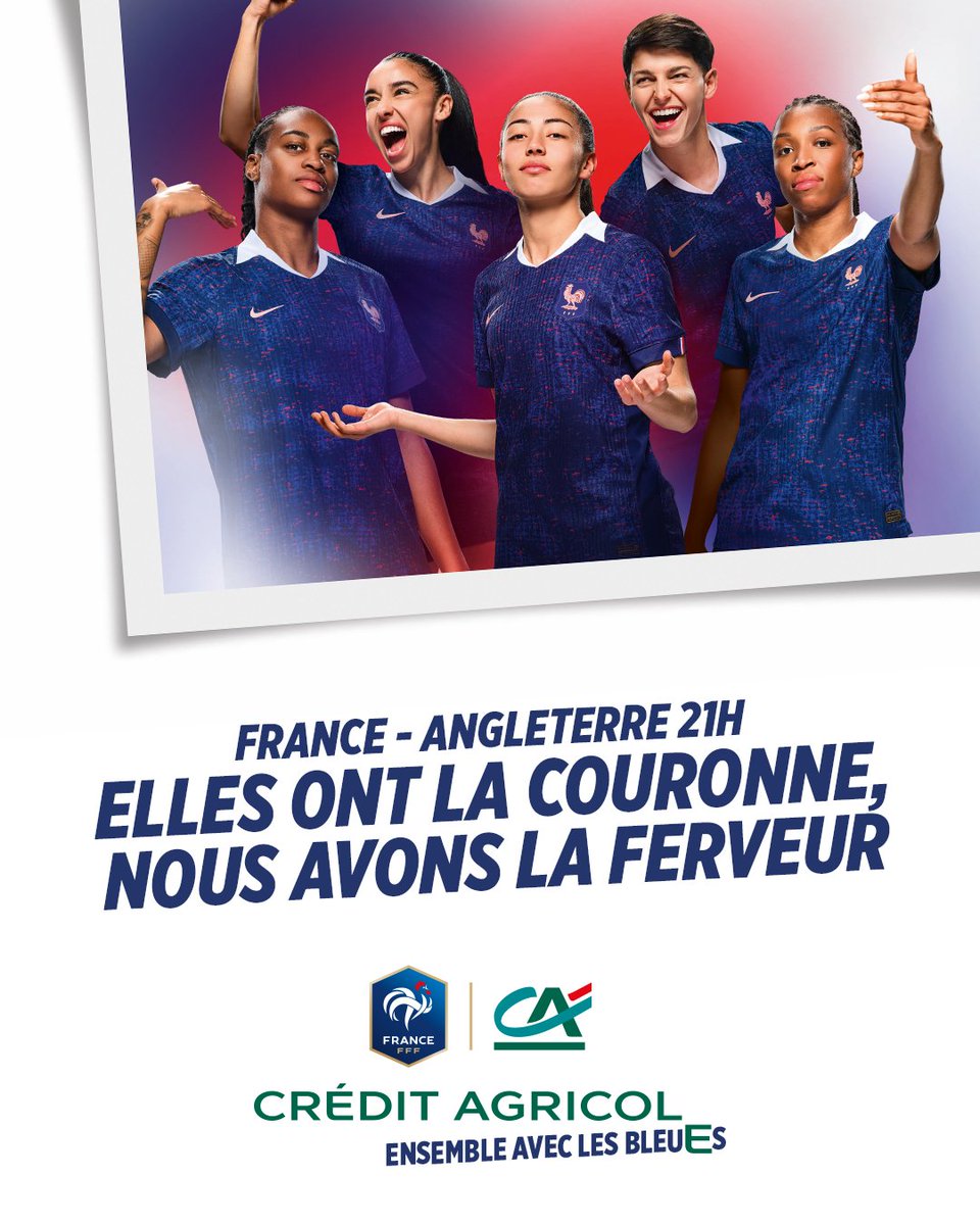 ⚽ Les BleuEs partent à la conquête de l’Europe 🙌 et le Crédit Agricol de Champagne-Bourgogne leur donne son "E" pour marquer tout son soutien !
🇫🇷 Premier défi à 21 heures ! Nos BleuEs affrontent les anglaises tenantes du titre !