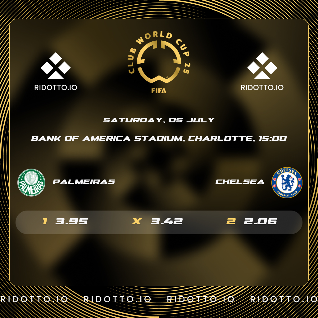 ⚽️🔥 Palmeiras vs. Chelsea 🔥⚽️

Can the Brazilian champions dominate on home turf, or will Chelsea’s experience shine on the world stage? 🏟️

Bet now: Ridotto.io/sports

✅ No KYC
✅ No Geo-Restrictions
✅ Instant Payouts — Your funds, your control