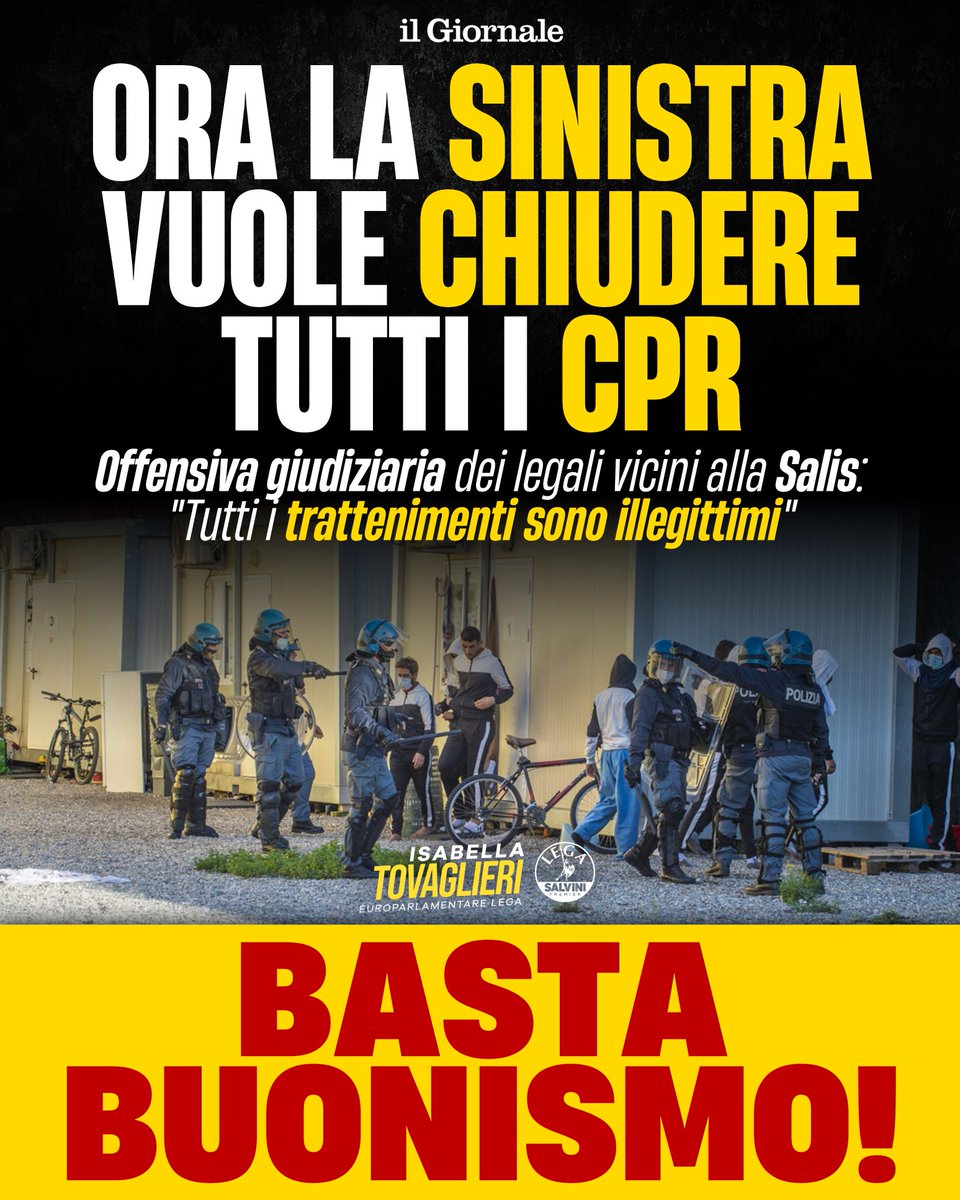La sinistra sta sempre dalla parte dell’illegalità.

Gli avvocati vicini a Ilaria Salis vogliono percorrere le vie legali per cercare di chiudere i Centri per il Rimpatrio, dove vengono trattenuti — in attesa di espulsione — centinaia di immigrati clandestini, molti dei quali