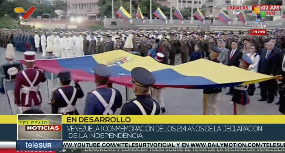 #ENVIVO | #Venezuela🇻🇪 | Comienza acto de conmemoración por los 214 años de la declaración de la independencia

→ telesurtv.net