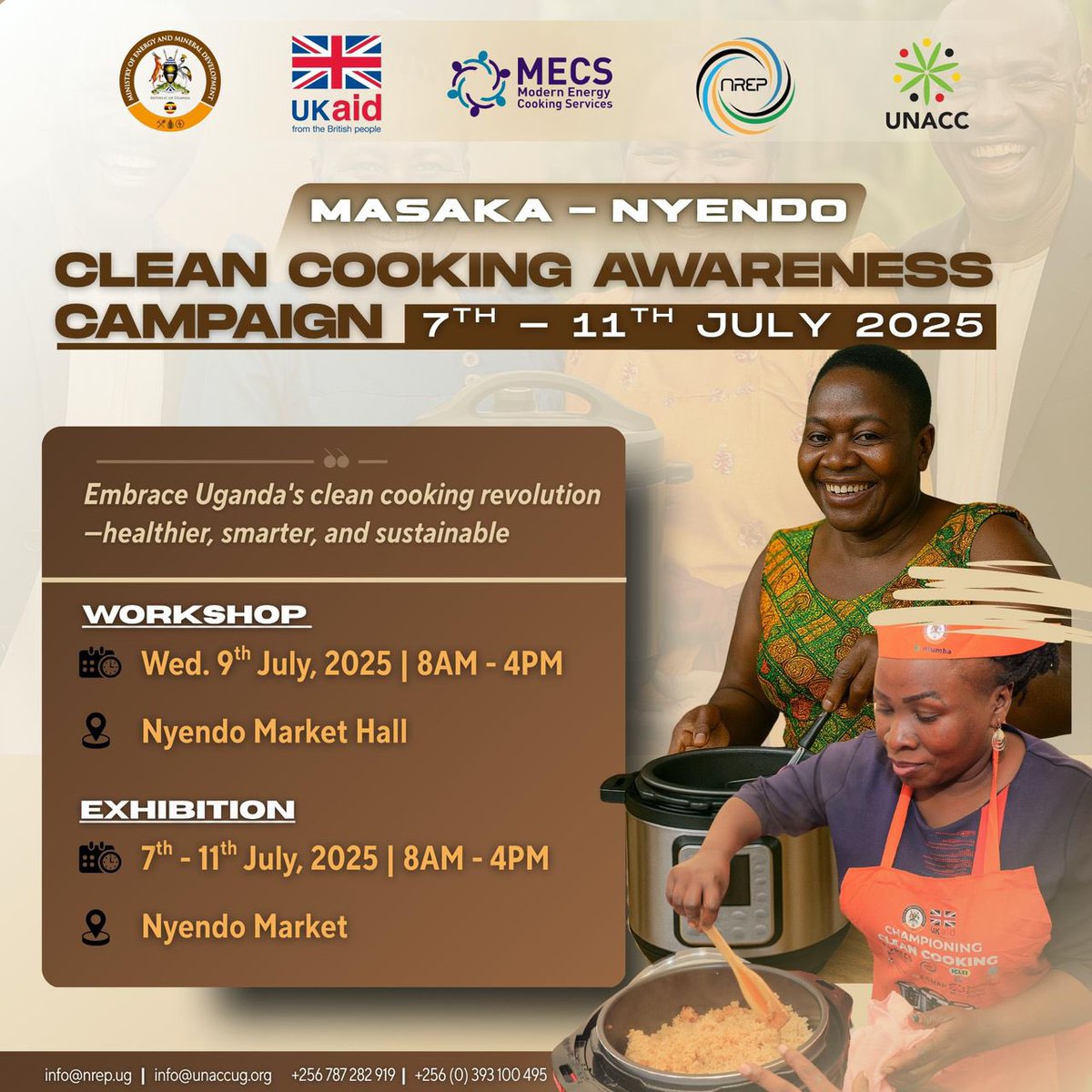 Join us in Masaka–Nyendo for the Clean Cooking Awareness Campaign, taking place from 7th to 11th July 2025.
Explore healthier, smarter, and sustainable cooking solutions for every Ugandan home.

📍 Venue: Nyendo Market
🕗 Time: 8:00 AM – 4:00 PM daily

#Enfumba #CleanCookingUG