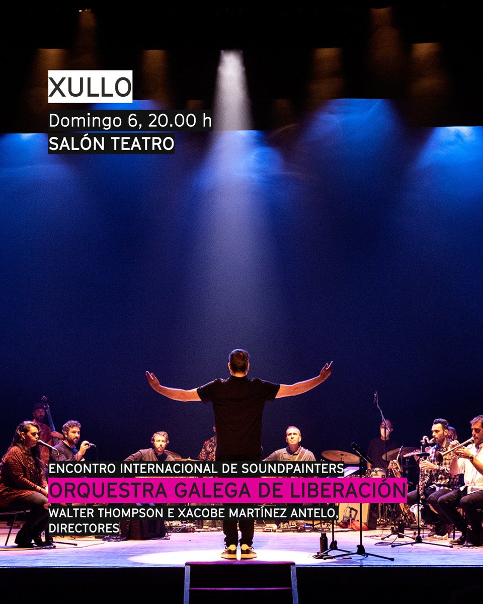 Compostela Cultura (@ccultura) on Twitter photo 🎵 Arranca o '27º Soundpainting Think Tank'
👉 Concerto inaugural coa Orquestra Galega de Liberación, dirixida por Walter Thompson e <a href="/xacobemartinez/">XacobeMartínezAntelo</a>
📆 6 de xullo
🕑20h
📍Salón Teatro
🎟️ Entrada libre 🎵 Arranca o '27º Soundpainting Think Tank'
👉 Concerto inaugural coa Orquestra Galega de Liberación, dirixida por Walter Thompson e <a href="/xacobemartinez/">XacobeMartínezAntelo</a>
📆 6 de xullo
🕑20h
📍Salón Teatro
🎟️ Entrada libre