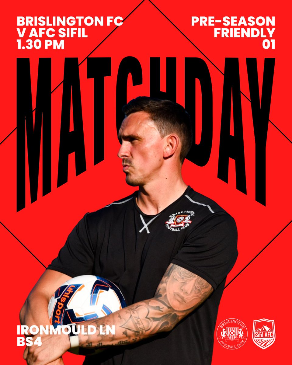 🔴⚫ Pre-season begins
Ash Kington takes charge for the first time as Brislington FC welcome AFC Sifil.

📍 Ironmould Lane
🕜 1:30pm KO – Today

New faces. New chapter. First steps. #UpTheBriz #preseason #upthefoxes