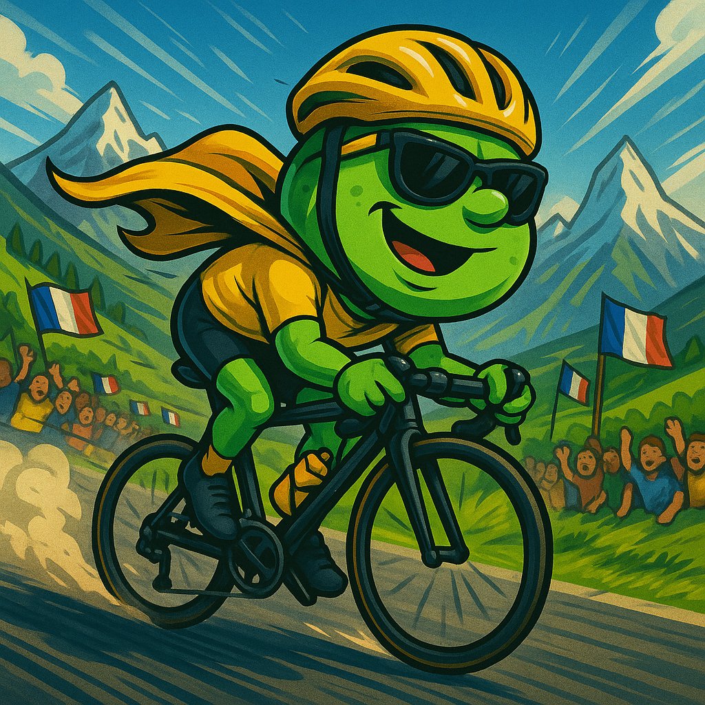 Stage 1 of #TourDeFrance roars to life today 🌄🚴‍♂️ 

As the peloton gets ready for 3 weeks of cycling, Sir Tootsalot rockets down the descent with pea-powered precision, turning every hairpin into poetry 🚵‍♂️💨

 Gravity’s got nothing on his crown! 👑

 #TDF2025 #SirTootsalot