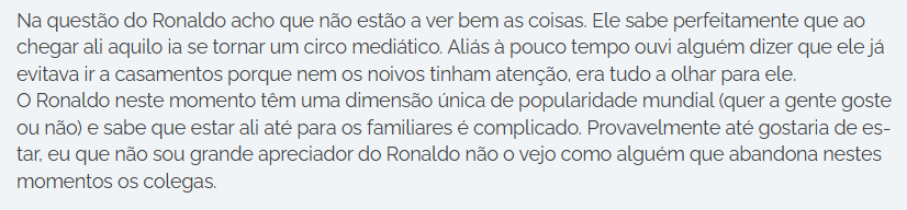 <a href="/segundoposte/">Segundo Poste</a> Não sou fã do Ronaldo, mas acredito que tenha sido esta a razão