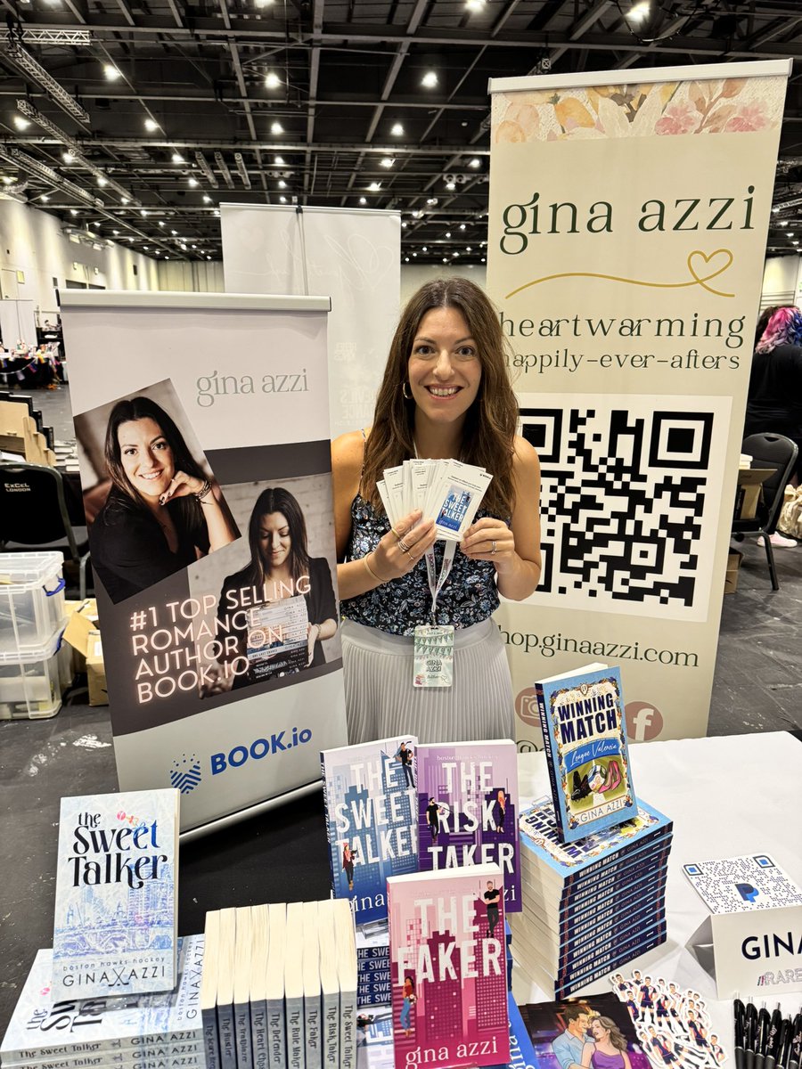 Touring_Tiki's tweet image. If you are one of the over 2,000 romance fans at the Romance Authors and Readers Event at the Excel London today, stop by @gina_azzi’s booth and get a free @book_io book from her! #RARE2025London