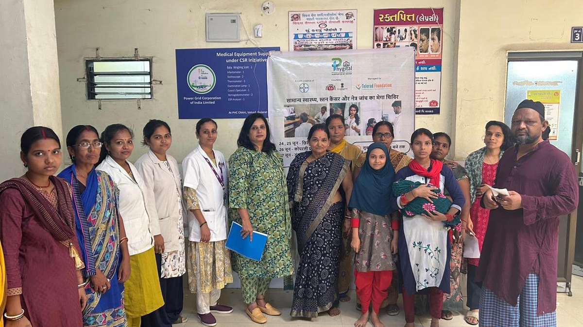 Telerad_'s tweet image. Phygital PHC Camp Diary – Gujarat

An Eye Screening, Breast Cancer Screening, and Pulmonary Function Test (PFT) health camp was successfully organized across all three Phygital PHC centres—Chhiri, Koparli, and Dungra—in Valsad District, Gujarat, from 24th to 27th June 2025.