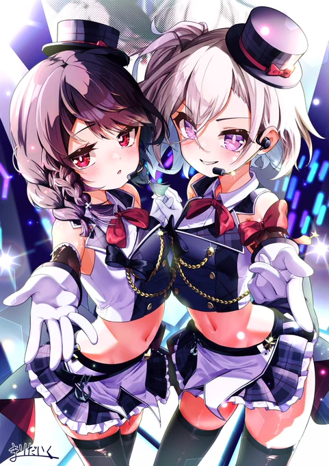Z1、Z2にZ23のアイドル衣装を着せてみた! pixivリクエスト 描かせていただきました #アズレン #アズールレーン