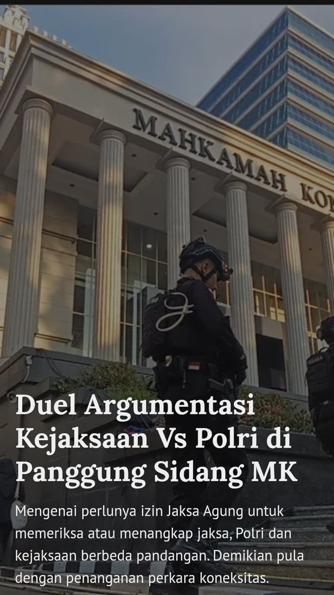 Duel Argumentasi Kejaksaan VS Polri Di Panggung Sidang MK. 

Ruang sidang Mahkamah Konstitusi yang biasanya dingintterasa sedikit menghangat dengan lontaran argumentasi antara perwakilan Kepolisian Negara Republik Indonesia dan Kejaksaan Agung. Sembilan hakim konstitusi menyimak