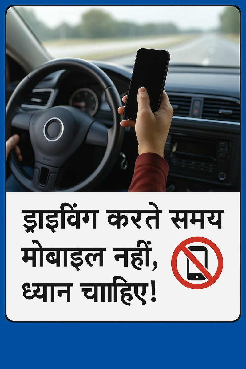 Gzbtrafficpol's tweet photo. मैसेज का रिप्लाई ज़रूरी नहीं, ज़िंदगी ज़्यादा ज़रूरी है।

सड़क पर ध्यान दो, मोबाइल को विराम दो। https://t.co/6BwPAvpmgu