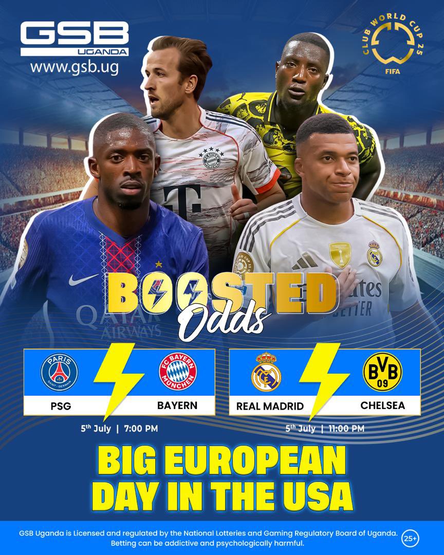 Big European Day In USA as Club World Cup continues. Who joins Chelsea &amp; Fluminense in the Semi Finals?

Get Boosted odds here lp.gsb.ug/kasuku_home