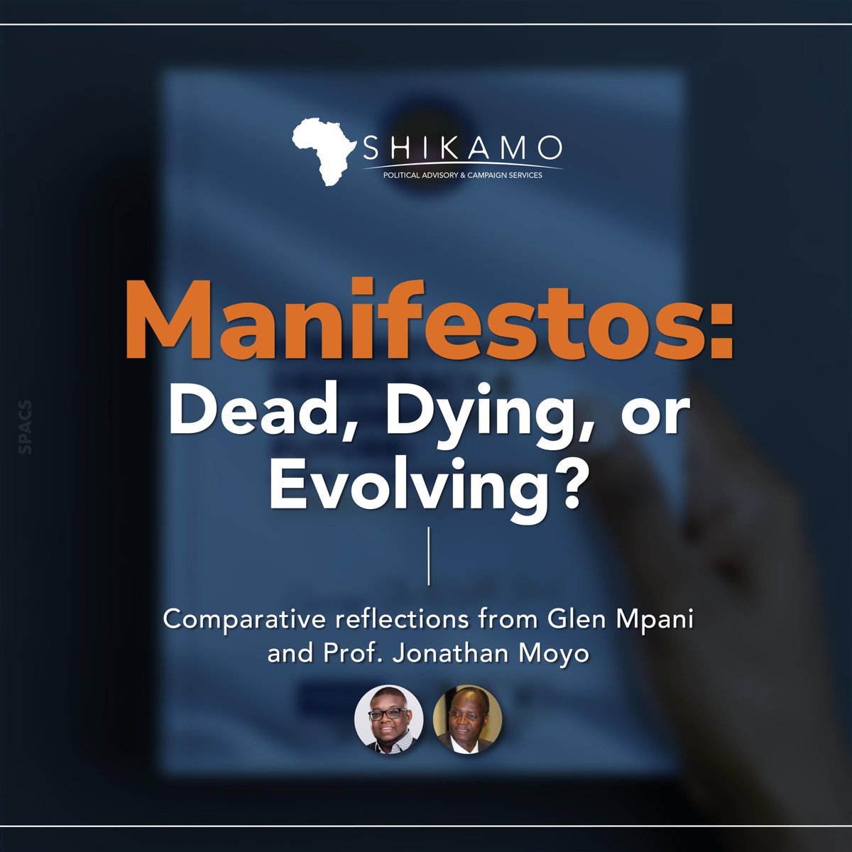 Are manifestos becoming obsolete?

This weekend, we spotlight comparative reflections from <a href="/glenmpani/">Glen  Sungano Mpani</a> and Professor <a href="/ProfJNMoyo/">Prof Jonathan Moyo</a> . 

💬 "The manifesto isn’t dead. But it’s dying. Fast." — Glen Mpani.

💬 "Manifestos are the oxygen of competitive elections." — Prof. J. Moyo.