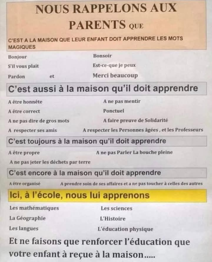 La base de l'éducation !