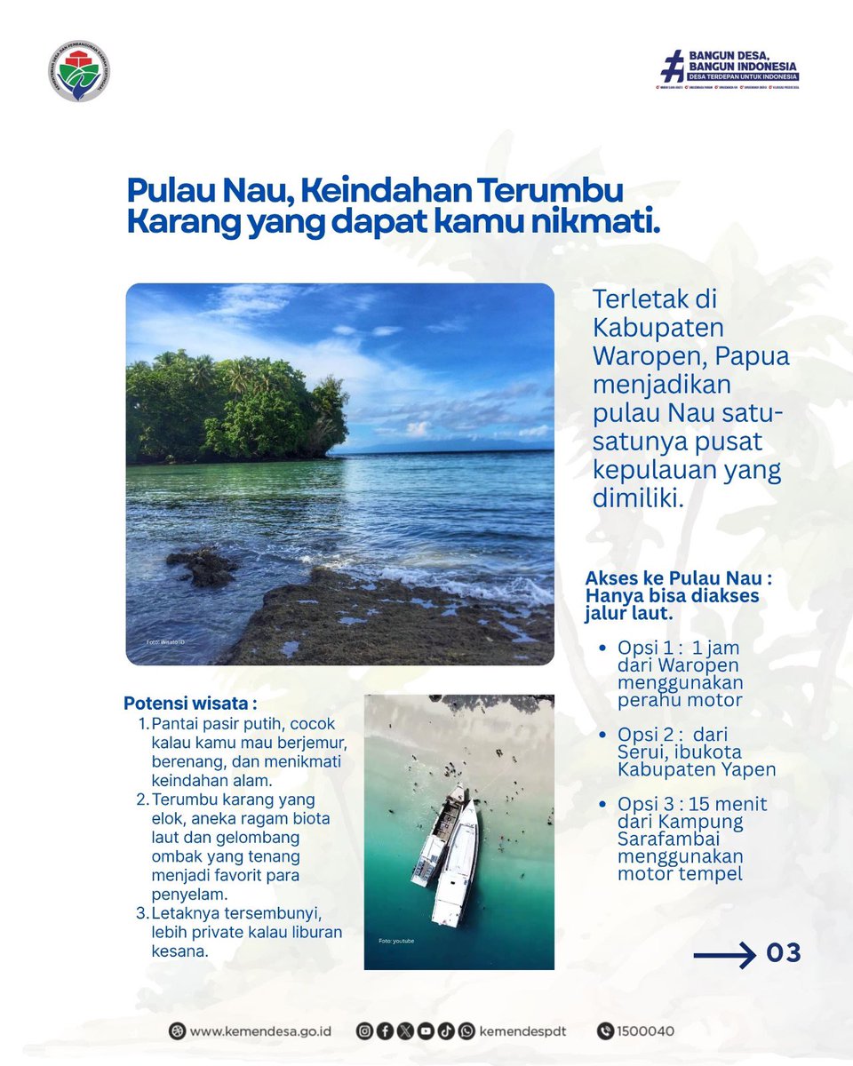 kemendespdt's tweet photo. Indonesia Timur menyimpan surga bahari yang belum banyak dijelajahi. https://t.co/IDZ1WRupQu