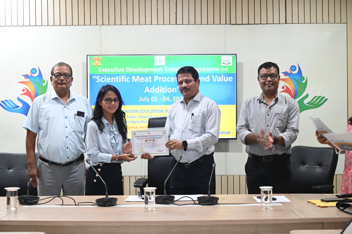 ExtensionNe's tweet photo. π 4-day Executive Training on Scientific Meat Processing & Value Addition held at EEI-NER (July 1β4, 2025)
β
Tech-based meat processing
β
Value addition & marketing
β
Field visit to ALPCO
π€ In collaboration with AICRP-PHT, CVSc, AAU
#MeatProcessing #EEINER #NorthEastIndia https://t.co/XXYJnJp4mC