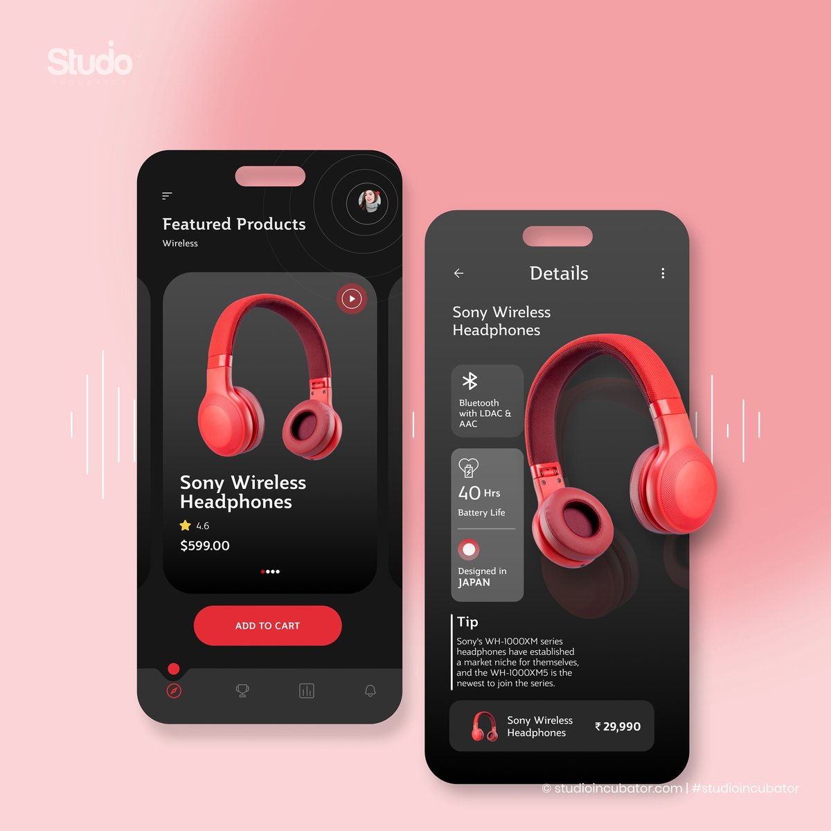 Immersive Headphones App UI: Bold Design for Audio Lovers

Explore more at studioincubator.com
Connect on: 
behance.net/studioincubator

#studioincubator #uiux #uidesign #uxdesign #designeducation #graphicdesign #bestinstituteinpune #appdesign #app #career