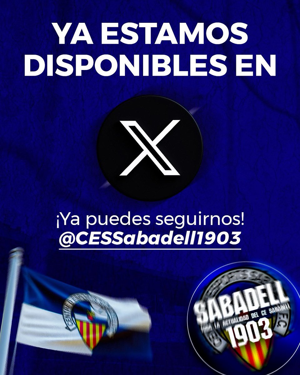 CESSabadell1903's tweet image. 🔵👋 𝙁𝙖𝙢𝙞𝙡𝙞𝙖 𝘼𝙧𝙡𝙚𝙦𝙪𝙞𝙣𝙖𝙙𝙖 𝙮𝙖 𝙚𝙨𝙩𝙖𝙢𝙤𝙨 𝙚𝙣 𝙏𝙬𝙞𝙩𝙩𝙚𝙧 ( 𝙓 ) 👋⚪️