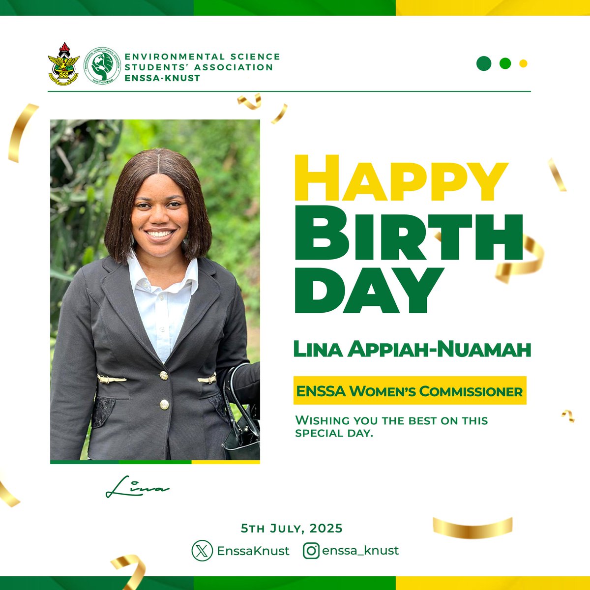 🟢⚪️🟢⚪️
Happy Birthday to the trailblazer behind the voice of every ENSSA woman! 🎉👑
Your strength, passion, and leadership continue to inspire. May this new chapter bring you more wins, and all the love you pour into others.
Cheers to our Women’s Commissioner 🥳🎂
🟢⚪️🟢⚪️