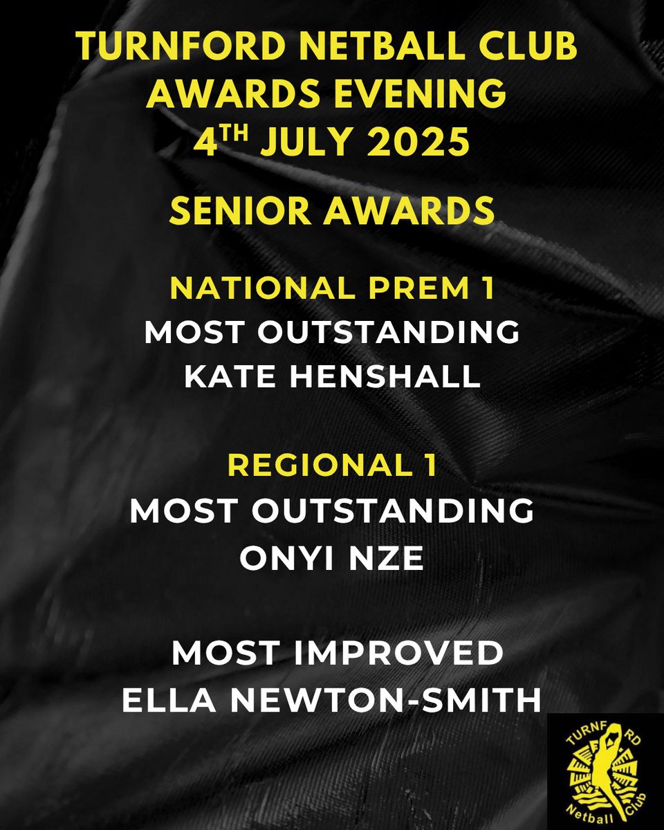 Turnford Netball Club Annual Awards 24/25

Senior Awards

Congrats to Kate, Onyi and Ella