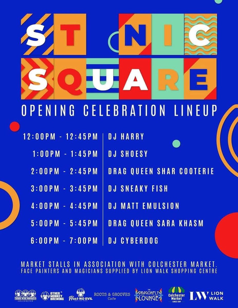The “opening” of St Nicolas Square on #Colchester today. This is the entertainment lines up. Might need a hard hat for the comments