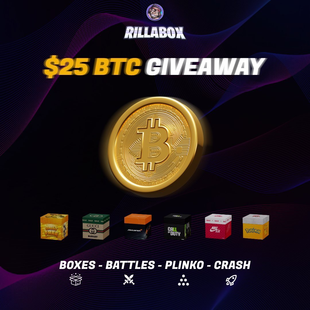 🎁$25 Btc Giveaway

➡️TO ENTER:

✅Follow me &amp; <a href="/RillaBox/">RillaBox</a> 
✅Retweet ❤ Like
✅Tag friends

⏰Ends In 7 days! #CS2 #CS2Giveaway #CSGOGiveaway #CryptoGiveaway
