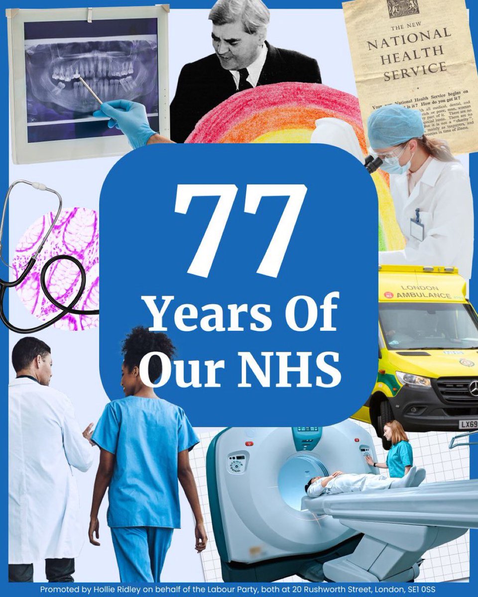 On this day 77 years ago, Labour created the NHS. 

For the first time in UK history, healthcare was free of charge to all who needed it.

We will always protect it, so that it can protect you.