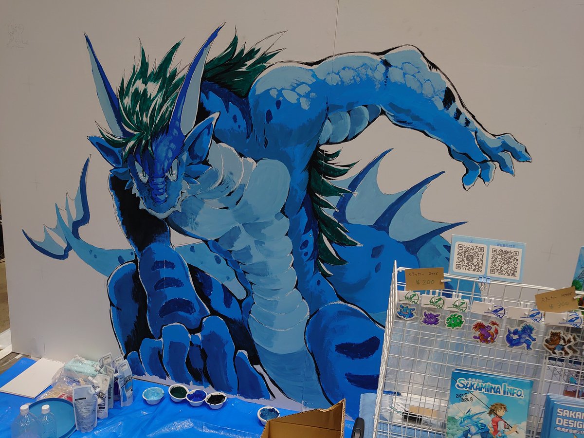 一日目終了🐟
沢山ご覧いただきありがとうございます！

（下書き→線画→塗り の経過）

#デザフェス61